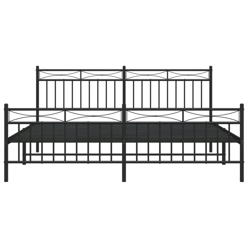 Metal Bed Frame without Mattress with Footboard Black 183x203 cm King 373713