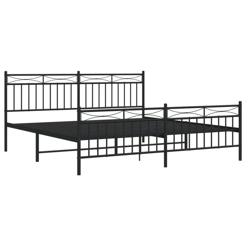 Metal Bed Frame without Mattress with Footboard Black 183x203 cm King 373713