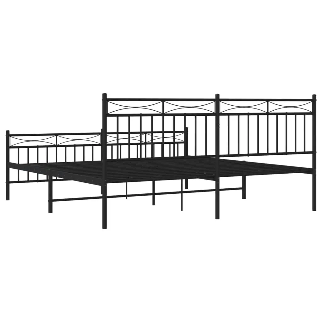 Metal Bed Frame without Mattress with Footboard Black 183x203 cm King 373713