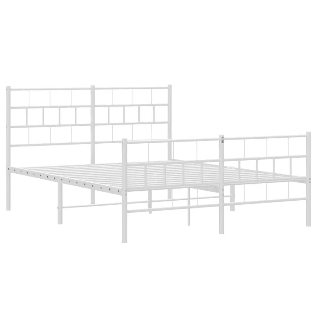 Metal Bed Frame with Headboard and Footboard White 135x190 cm 355725