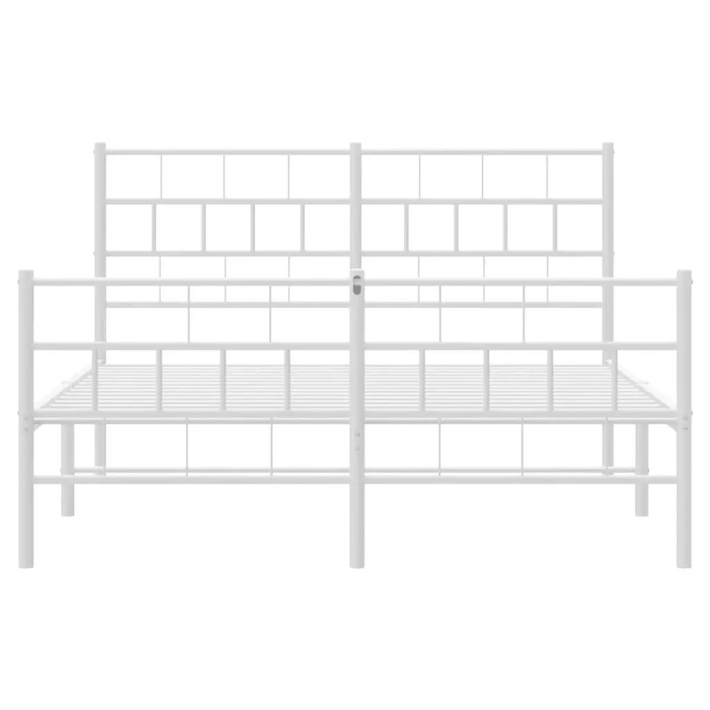 Metal Bed Frame with Headboard and Footboard White 135x190 cm 355725