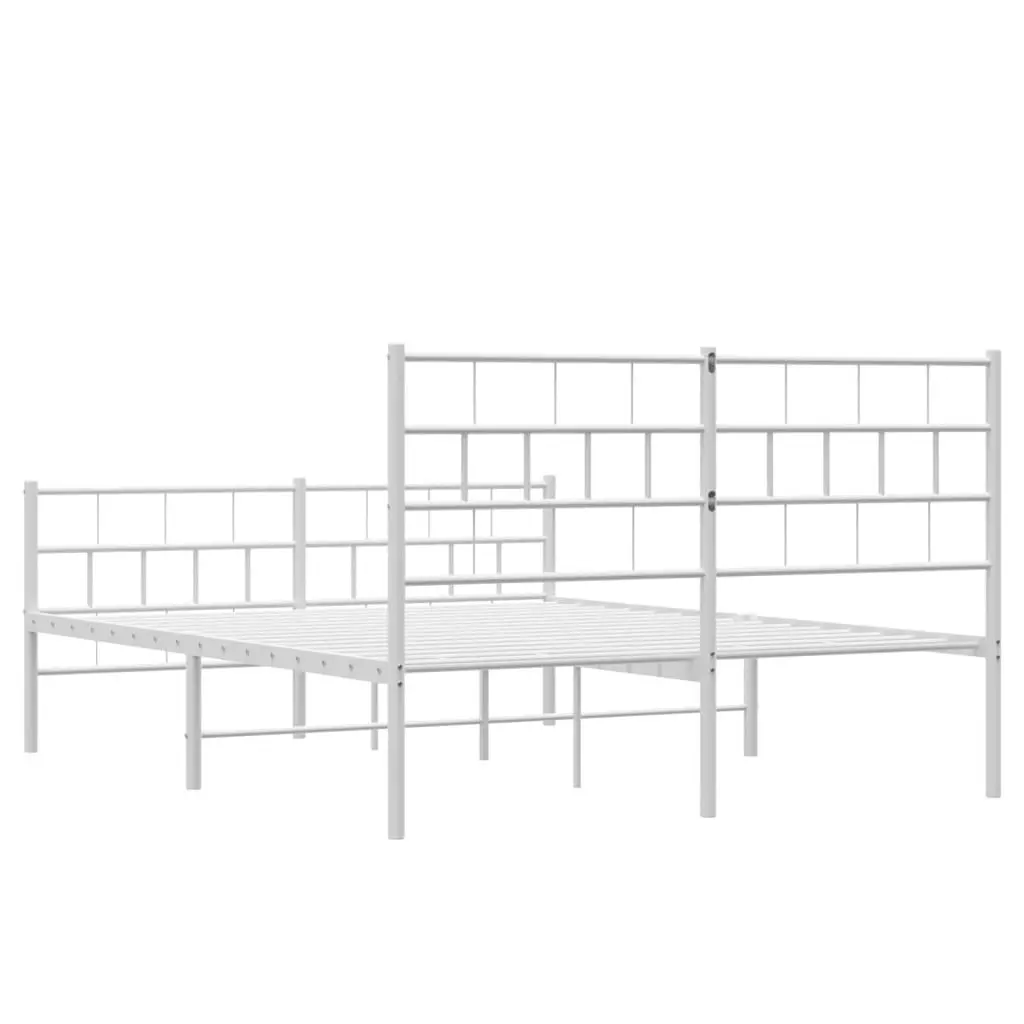 Metal Bed Frame with Headboard and Footboard White 135x190 cm 355725