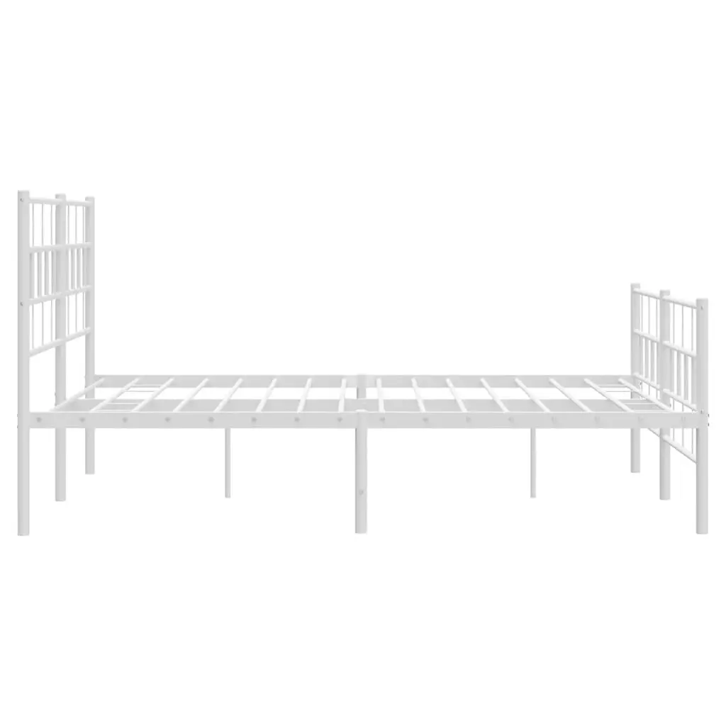 Metal Bed Frame with Headboard and Footboard White 135x190 cm 355725