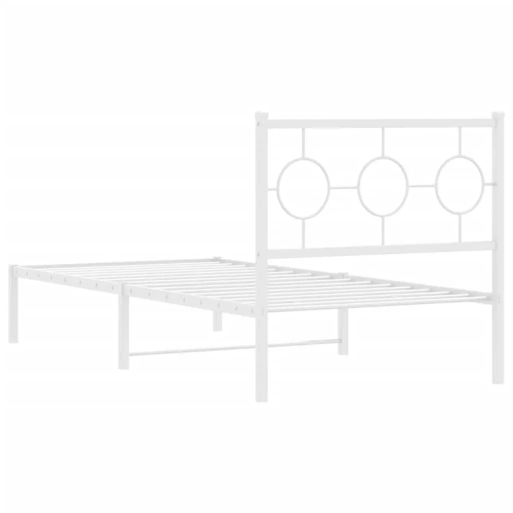 Metal Bed Frame with Headboard White 90x190 cm 376267