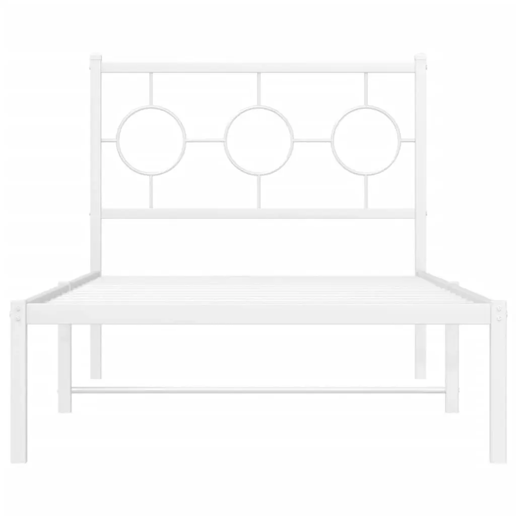 Metal Bed Frame with Headboard White 90x190 cm 376267