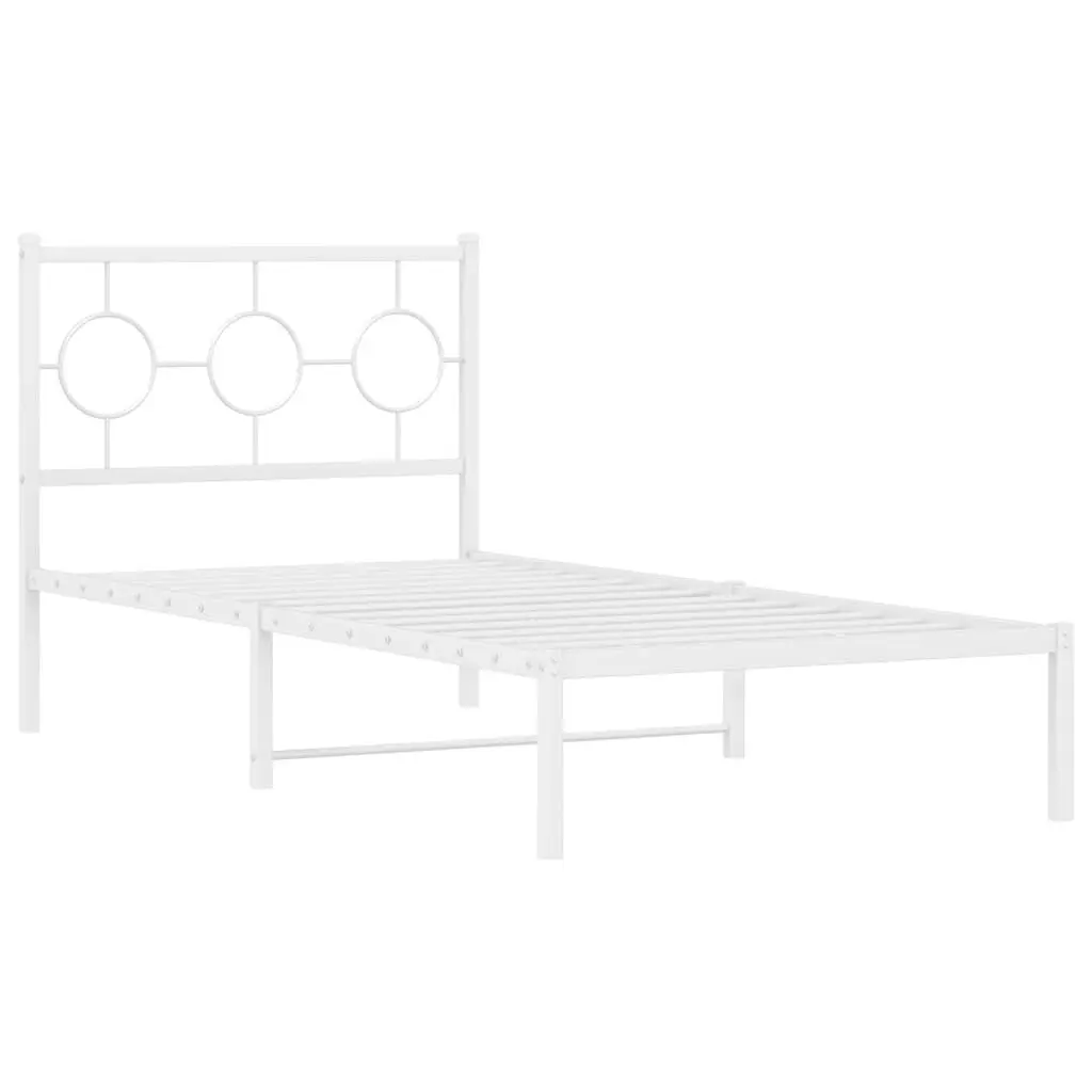 Metal Bed Frame with Headboard White 90x190 cm 376267