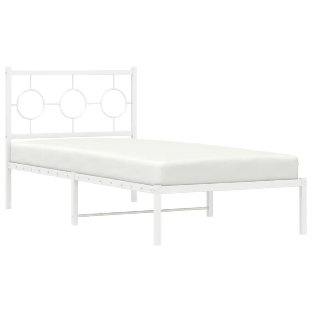 Metal Bed Frame with Headboard White 90x190 cm 376267