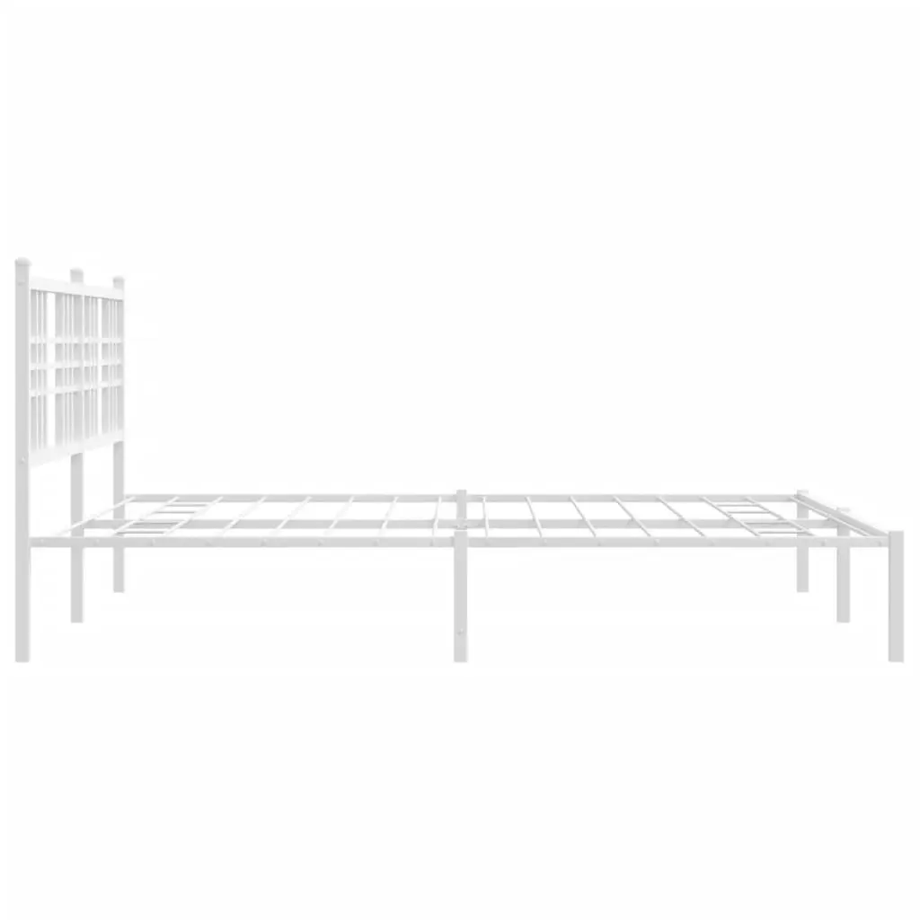 Metal Bed Frame with Headboard White 150x200 cm 376375