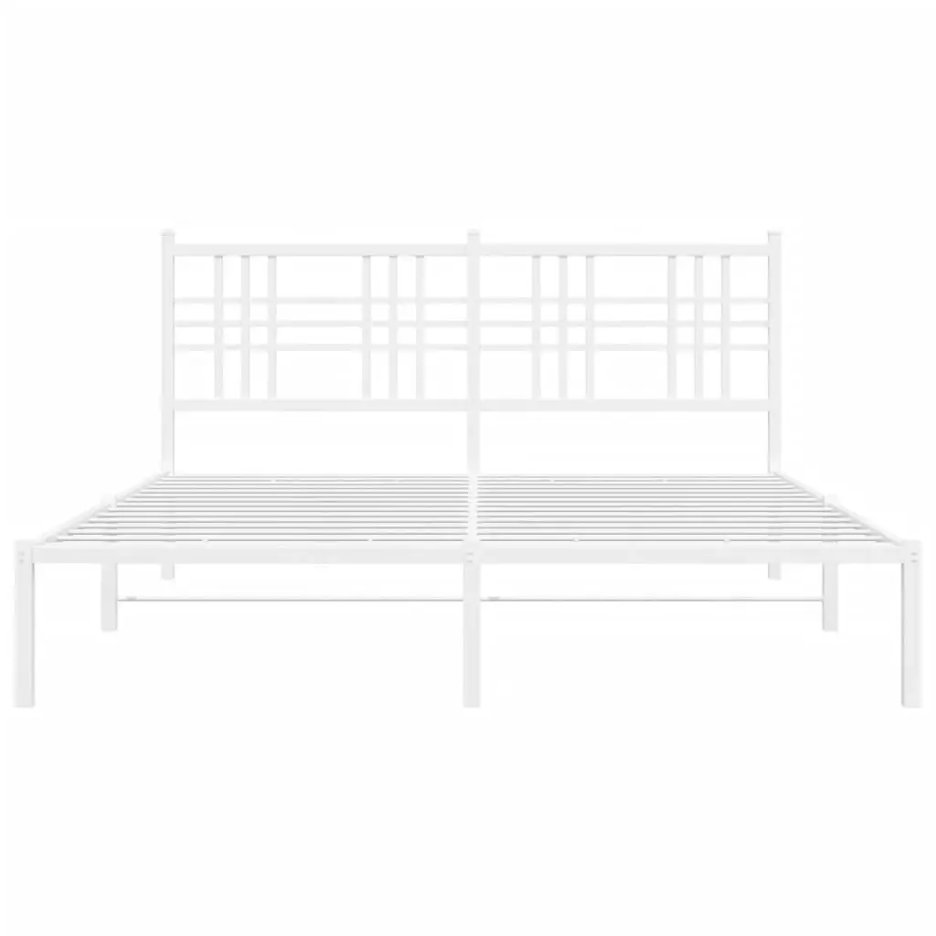 Metal Bed Frame with Headboard White 150x200 cm 376375