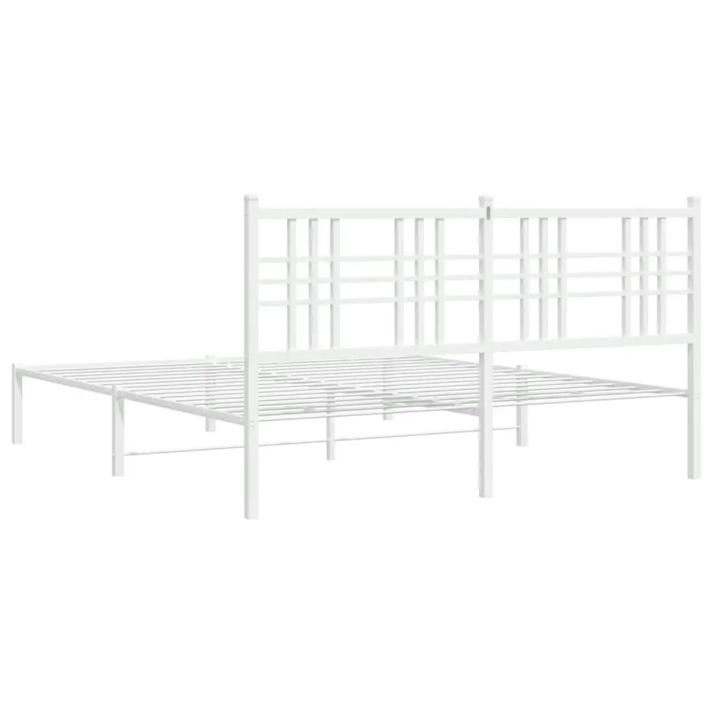 Metal Bed Frame with Headboard White 150x200 cm 376375