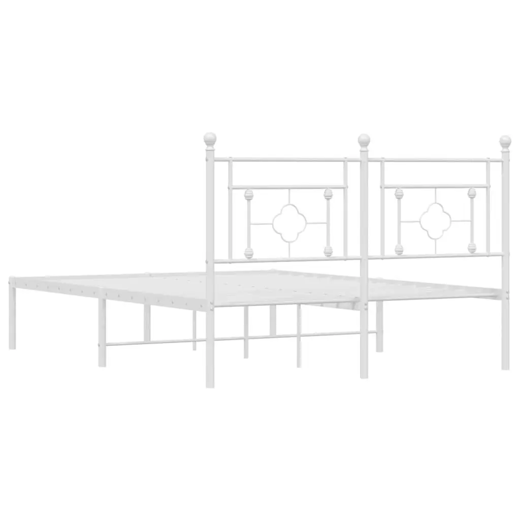 Metal Bed Frame without Mattress with Headboard White 135x190 cm 374387