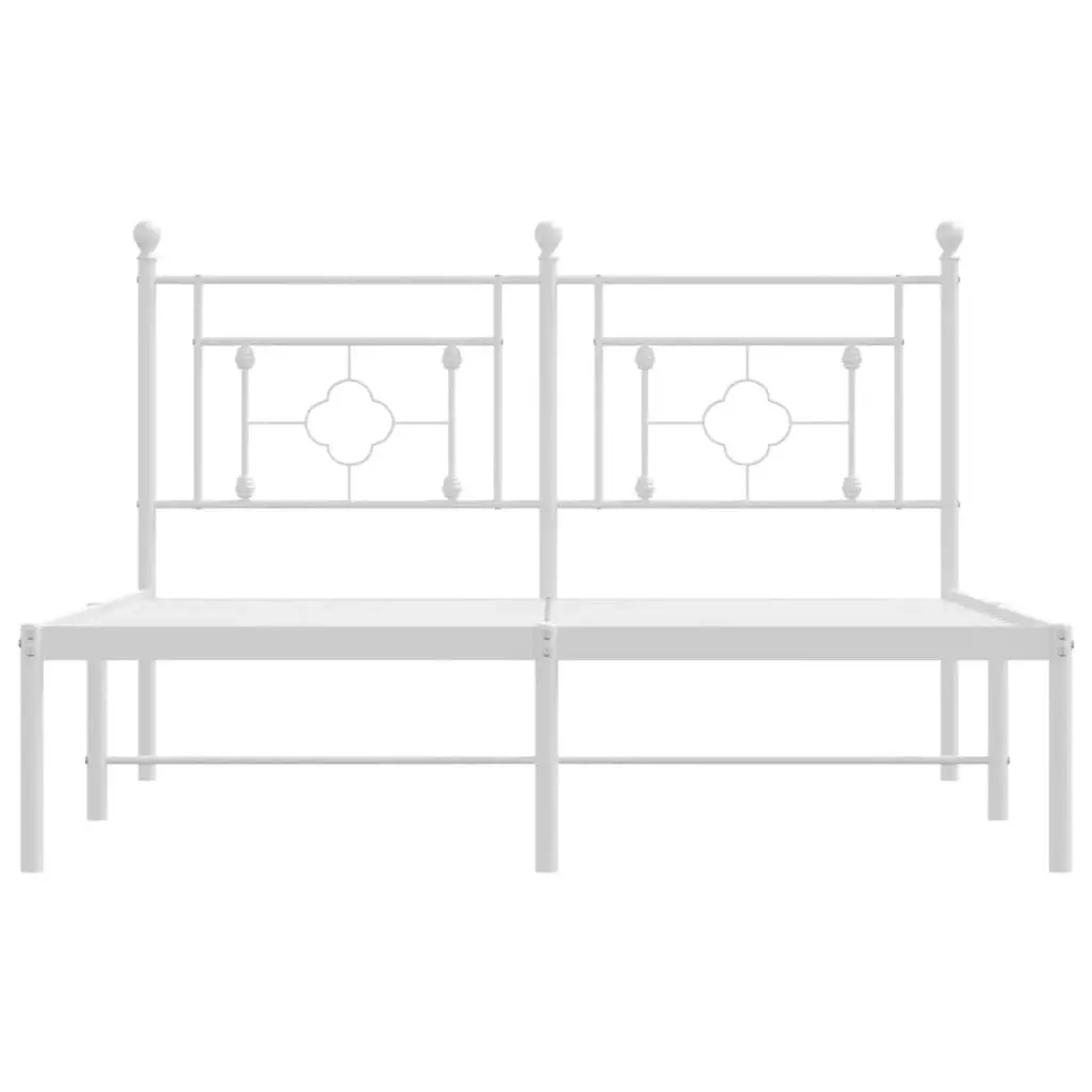 Metal Bed Frame without Mattress with Headboard White 135x190 cm 374387