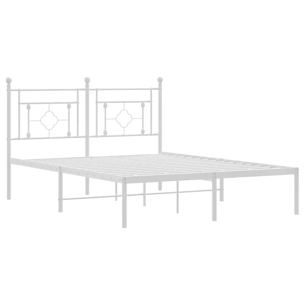 Metal Bed Frame without Mattress with Headboard White 135x190 cm 374387