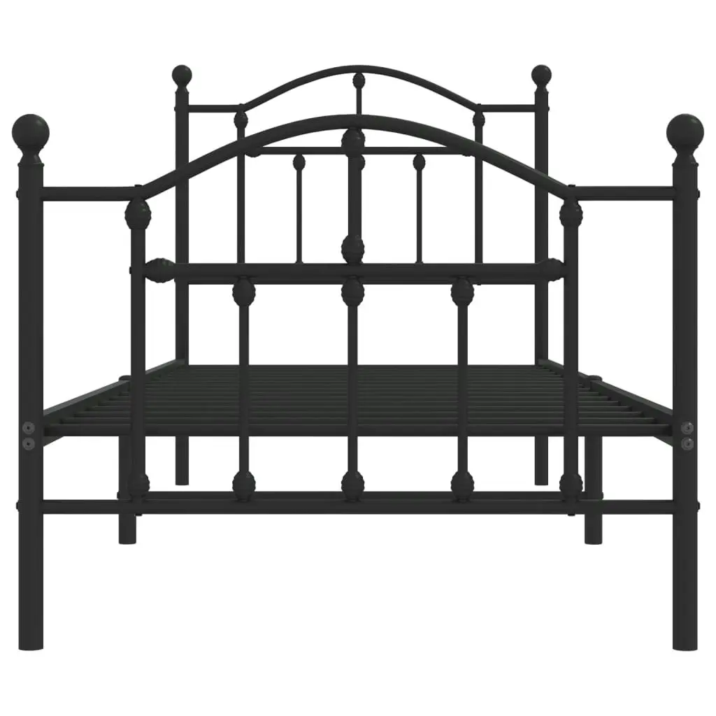 Metal Bed Frame with Headboard and Footboard Black 92x187 cm Single Size 353449