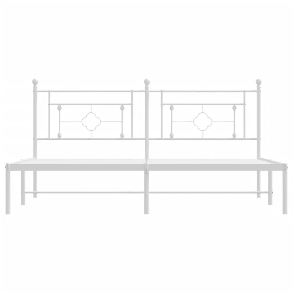 Metal Bed Frame with Headboard White 183x203 cm King Size 374392