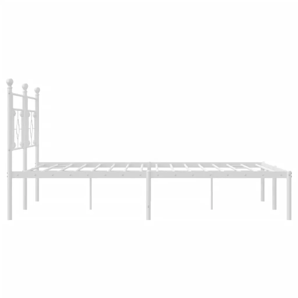 Metal Bed Frame with Headboard White 183x203 cm King Size 374392