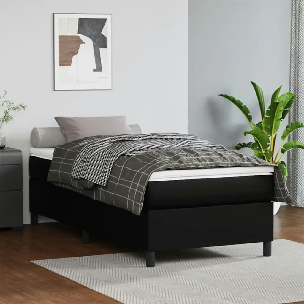 Bed Frame Black 106x203 cm King Single Size Faux Leather 3121083