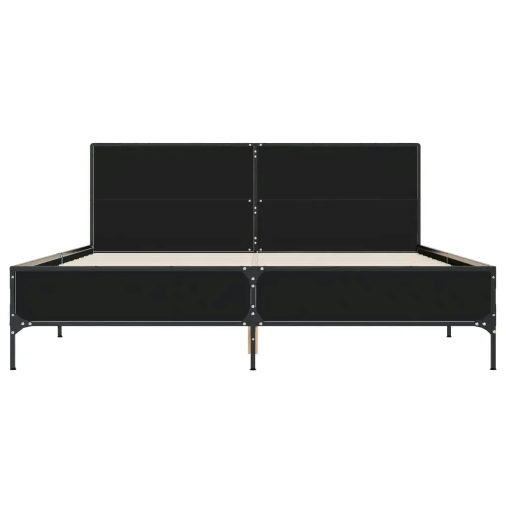 Bed Frame Black 150x200 cm Engineered Wood and Metal 3280002