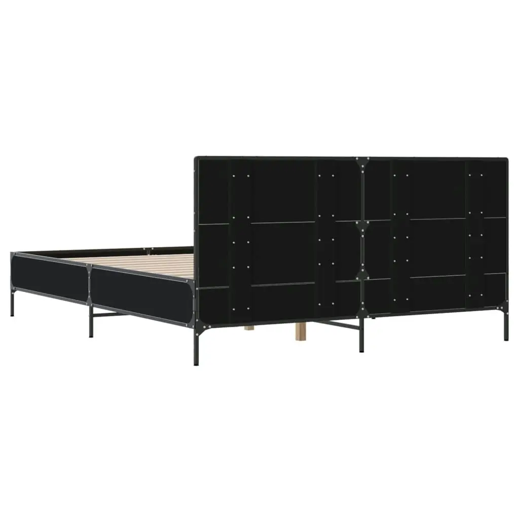 Bed Frame Black 150x200 cm Engineered Wood and Metal 3280002