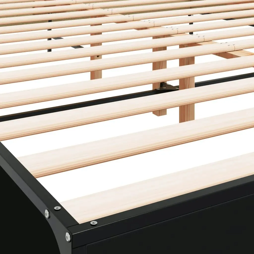 Bed Frame Black 150x200 cm Engineered Wood and Metal 3280002