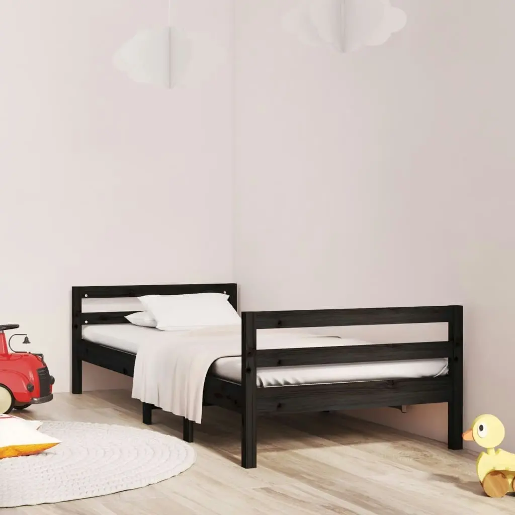 Bed Frame without Mattress Black 90x190 cm Solid Wood Pine 821638