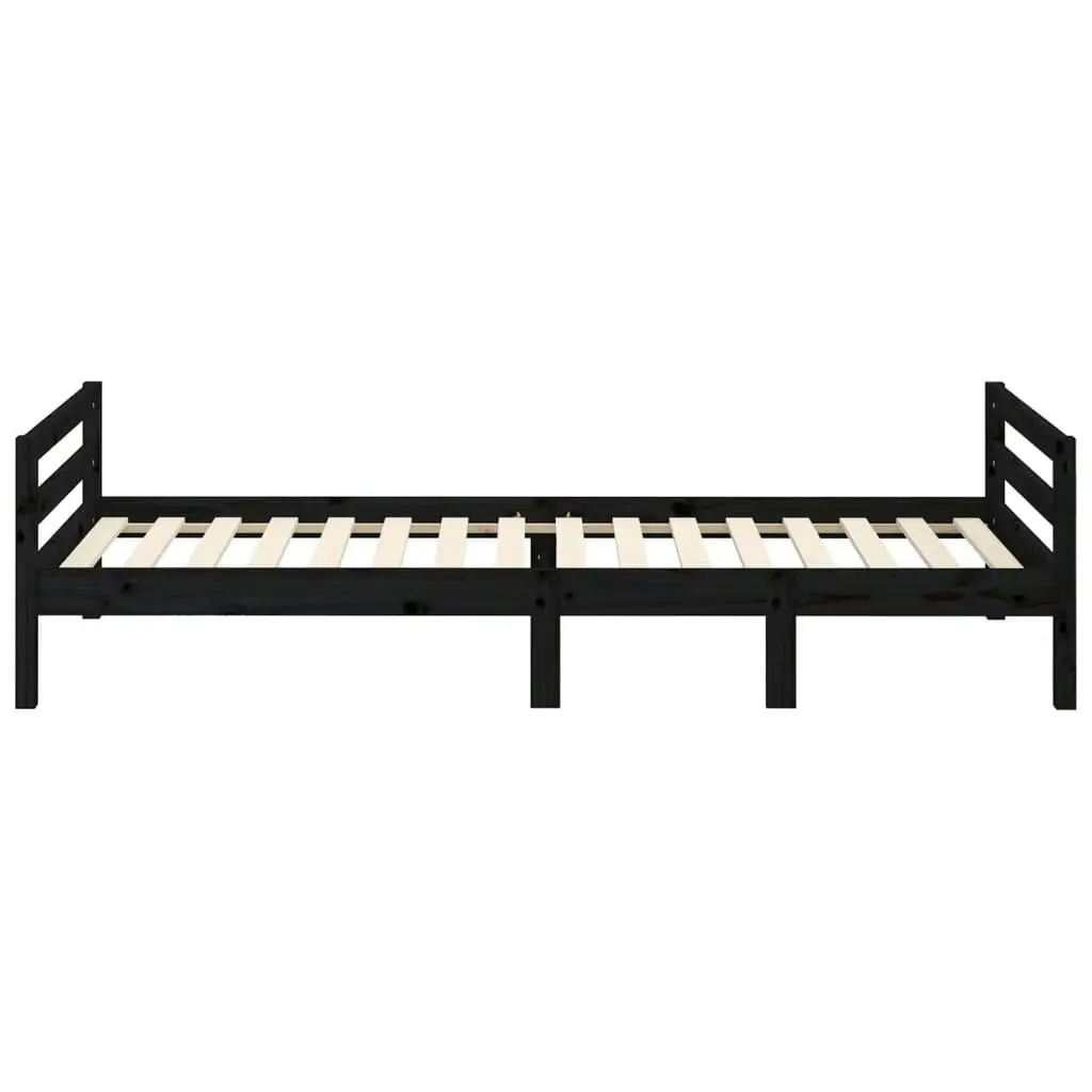 Bed Frame without Mattress Black 90x190 cm Solid Wood Pine 821638