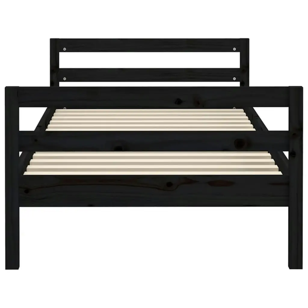 Bed Frame without Mattress Black 90x190 cm Solid Wood Pine 821638