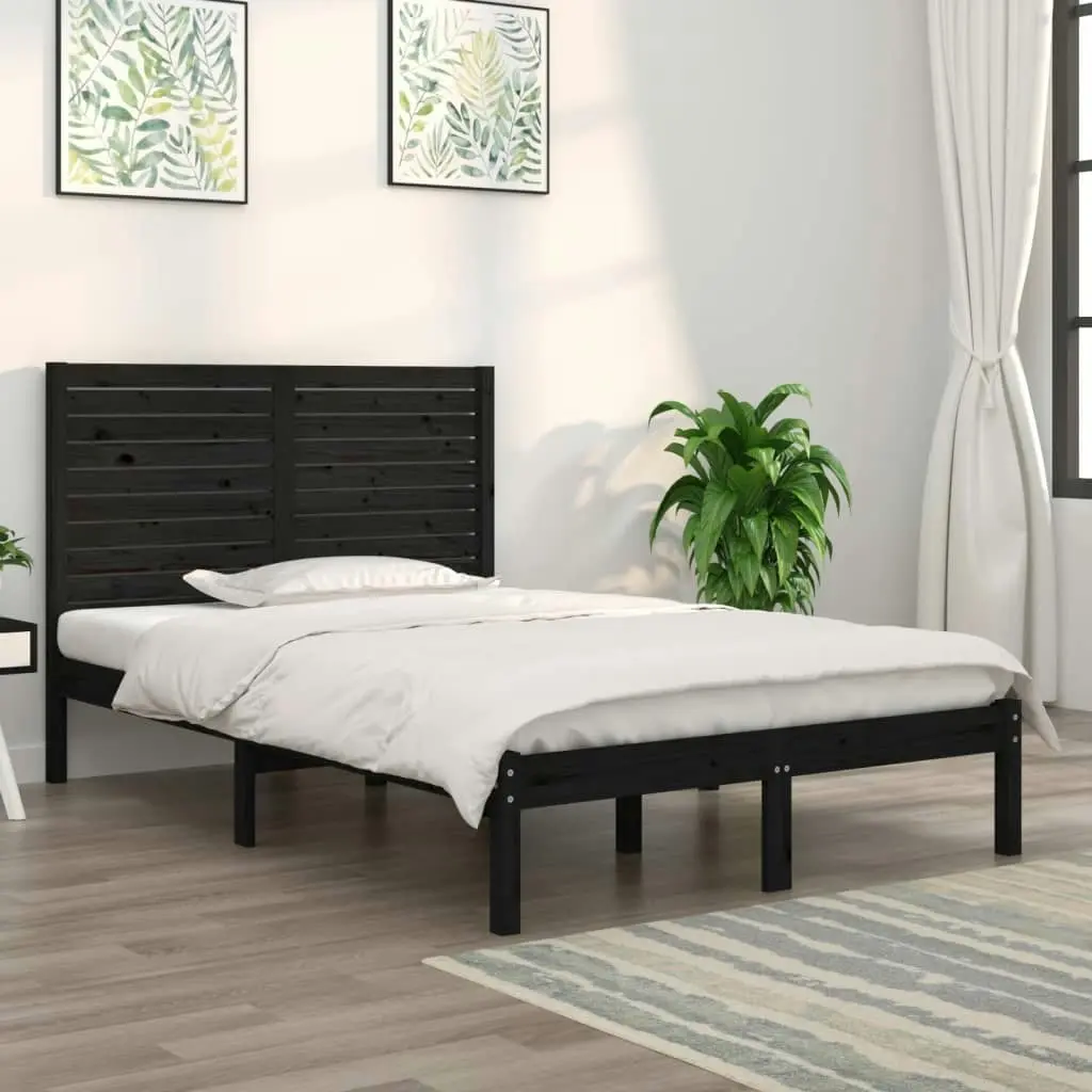 Bed Frame without Mattress Black 135x190 cm Solid Wood 3104587