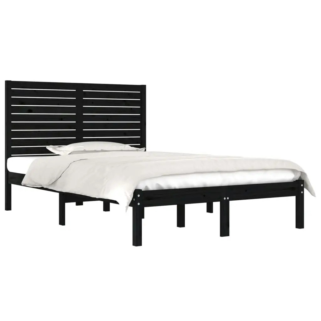 Bed Frame without Mattress Black 135x190 cm Solid Wood 3104587