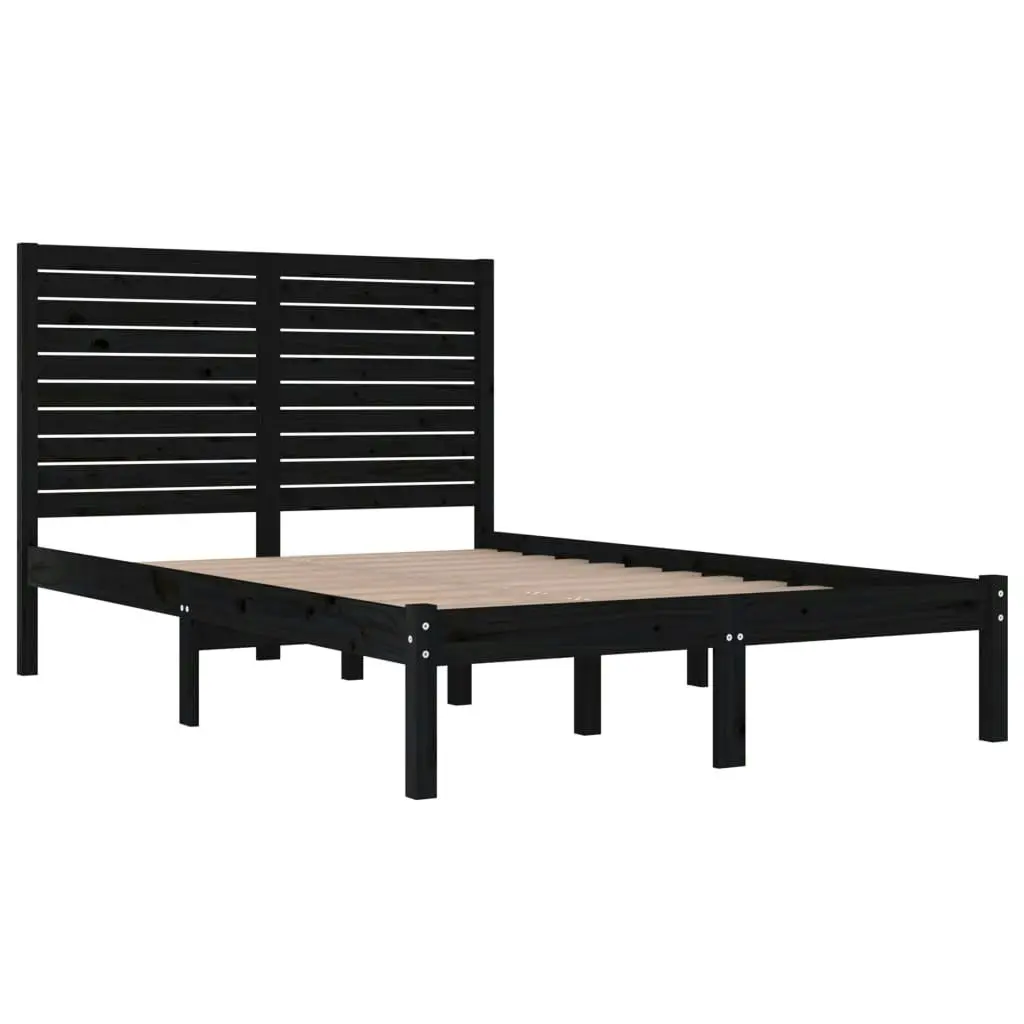 Bed Frame without Mattress Black 135x190 cm Solid Wood 3104587