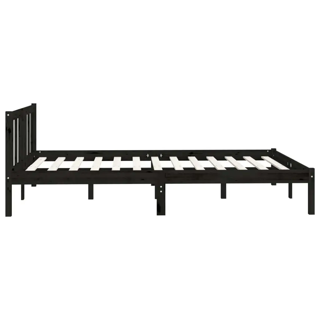 Bed Frame without Mattress Black Solid Wood 135x190 cm 810061