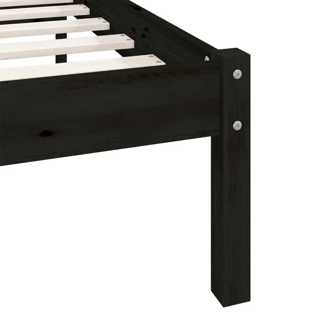 Bed Frame without Mattress Black Solid Wood 135x190 cm 810061