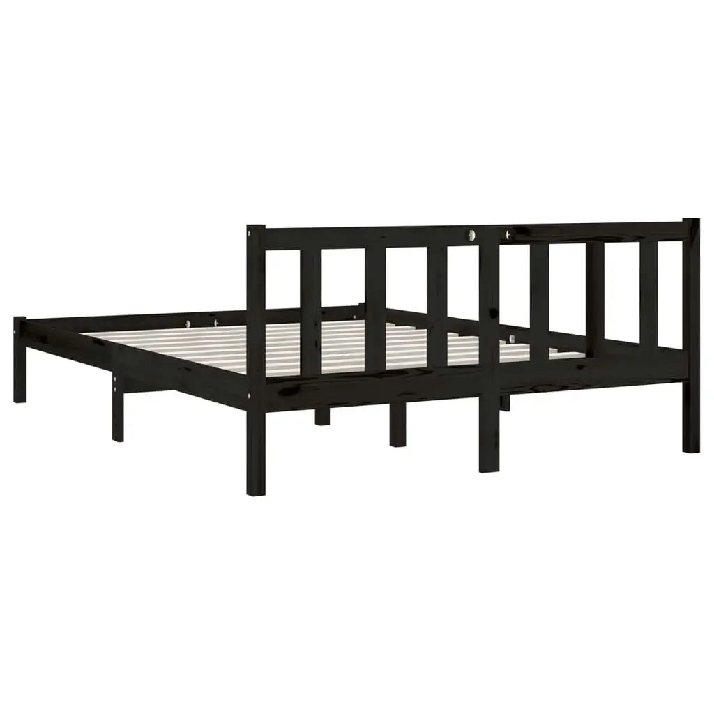 Bed Frame without Mattress Black Solid Wood 135x190 cm 810061