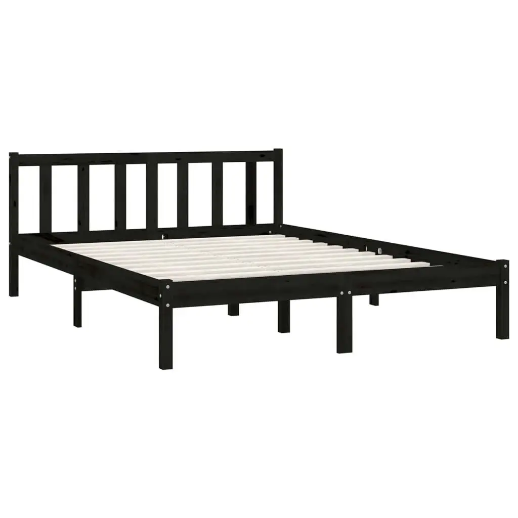 Bed Frame without Mattress Black Solid Wood 135x190 cm 810061