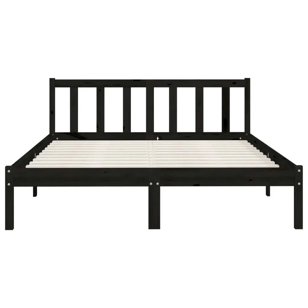 Bed Frame without Mattress Black Solid Wood 135x190 cm 810061