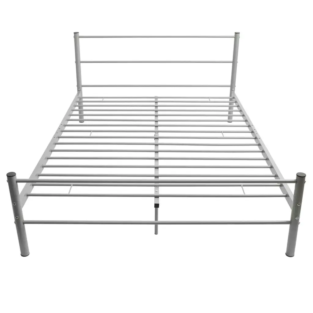 Bed Frame Grey Metal Double Size 247483