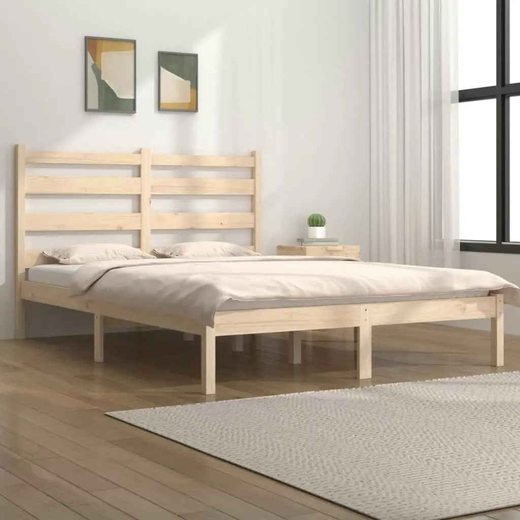 Bed Frame Solid Wood Pine 153x203 cm Queen Size 3103653