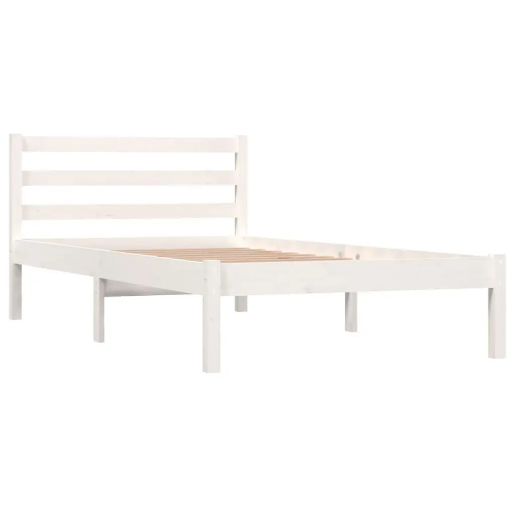 Bed Frame Solid Wood Pine 92x187 cm Single Size White 810396