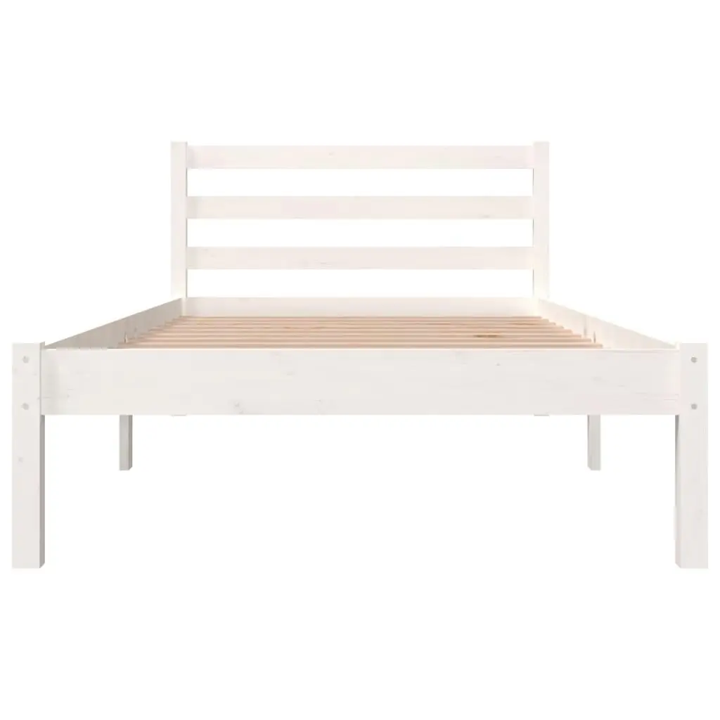 Bed Frame Solid Wood Pine 92x187 cm Single Size White 810396