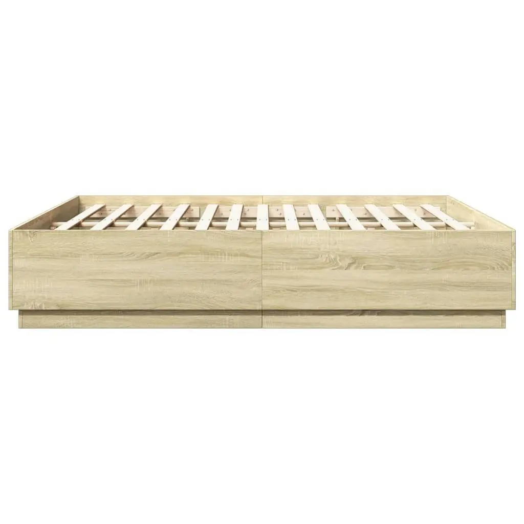 Bed Frame Sonoma Oak 183x203 cm King Size Engineered Wood 3209683