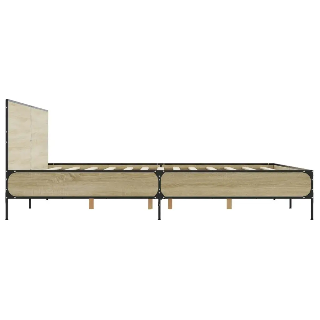 Bed Frame Sonoma Oak 183x203 cm King Size Engineered Wood and Metal 3280013