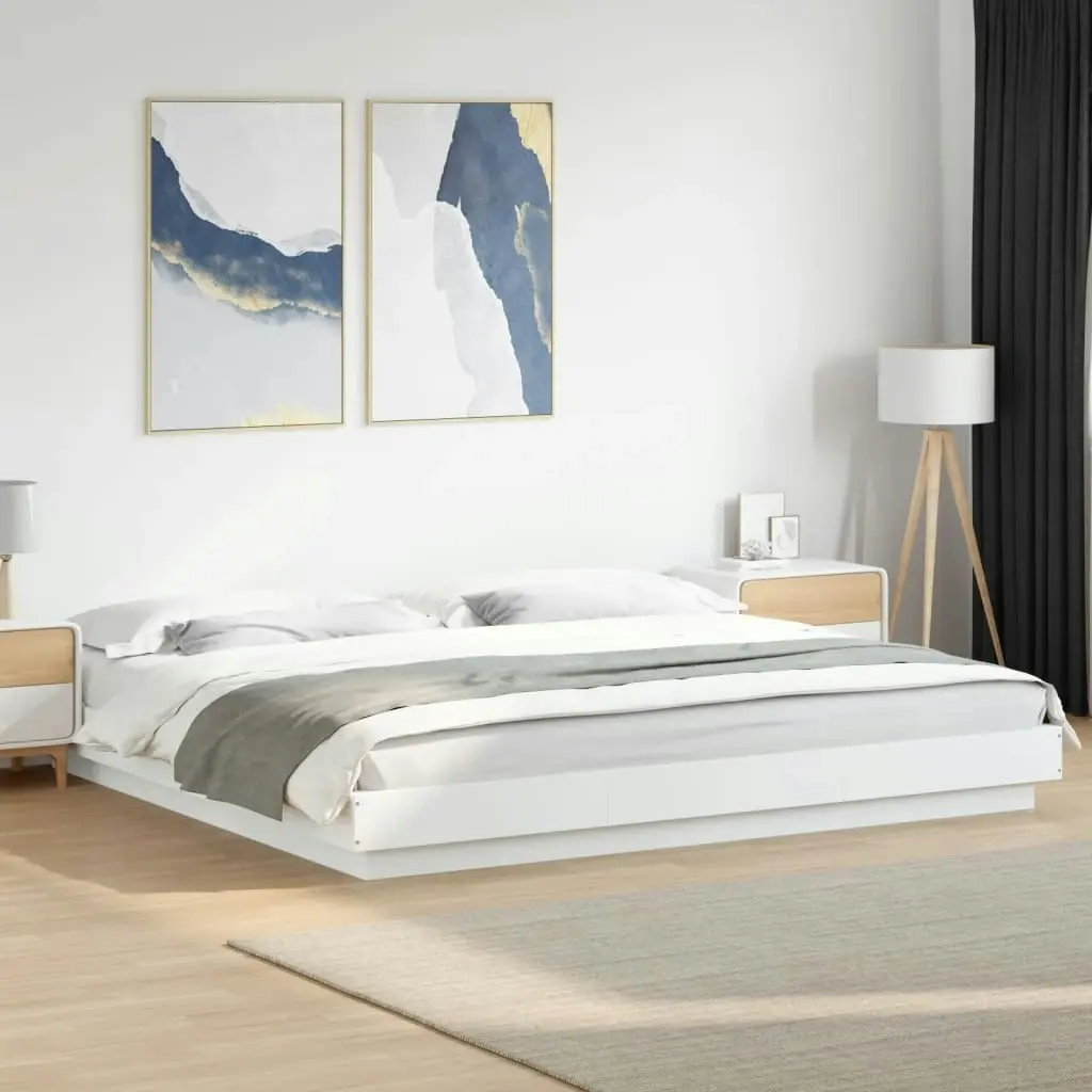 Bed Frame White 183x203 cm King Size Engineered Wood 3281168