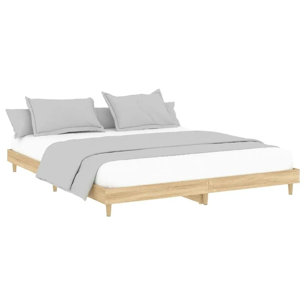 Bed Frame Sonoma Oak 183x203 cm King Size Engineered Wood 832016