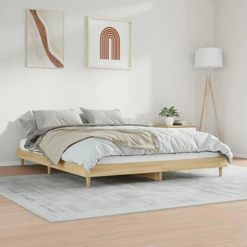 Bed Frame Sonoma Oak 183x203 cm King Size Engineered Wood 832016