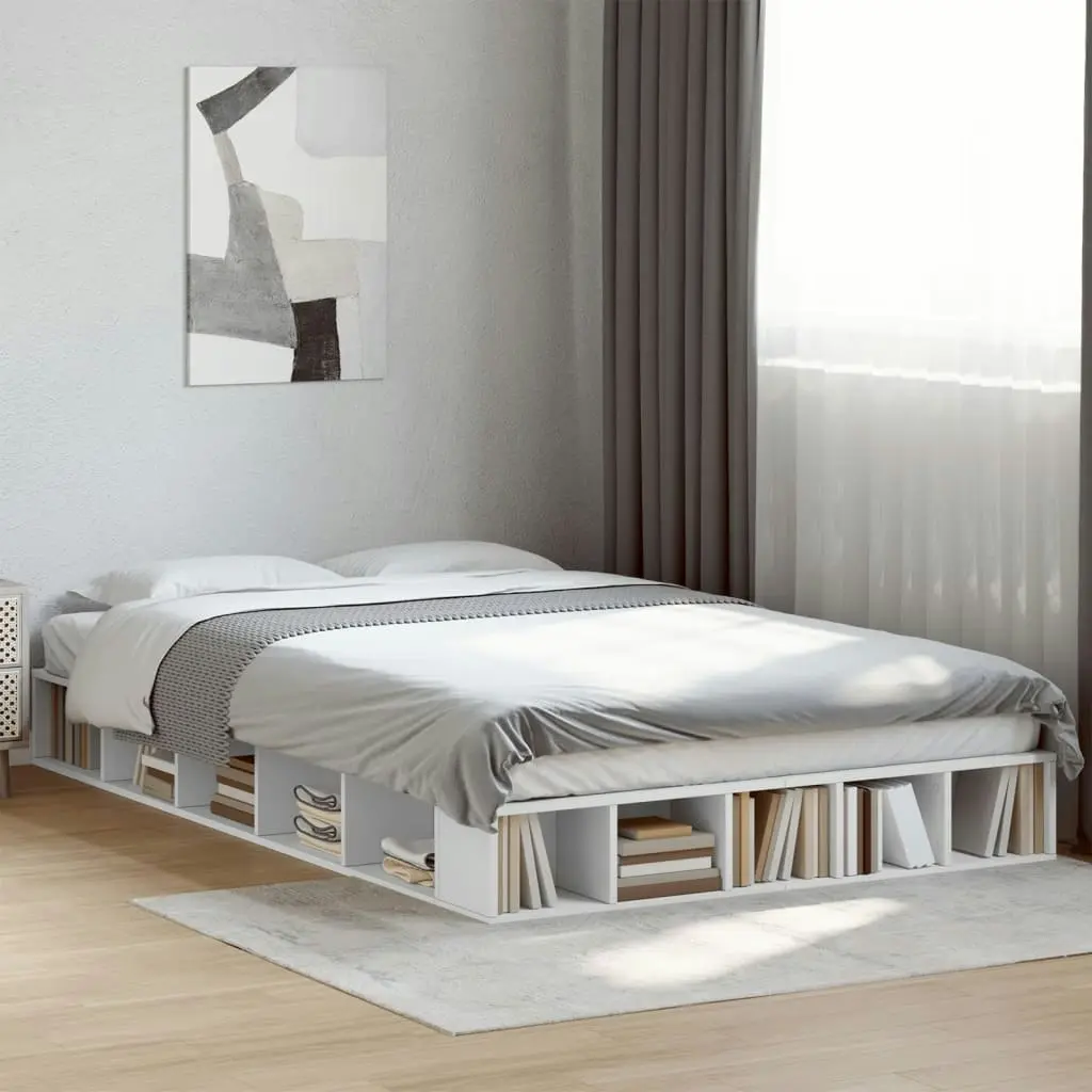 Bed Frame White 135x190 cm Engineered Wood 3280496