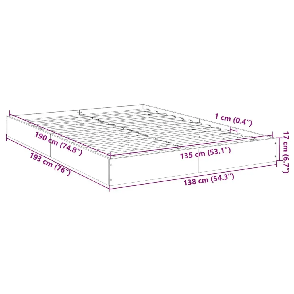 Bed Frame without Mattress White 135x190 cm Engineered Wood 842042