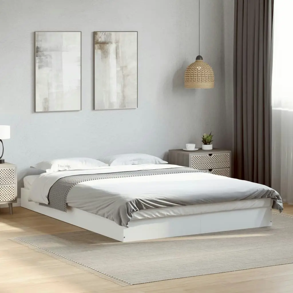 Bed Frame without Mattress White 135x190 cm Engineered Wood 842042