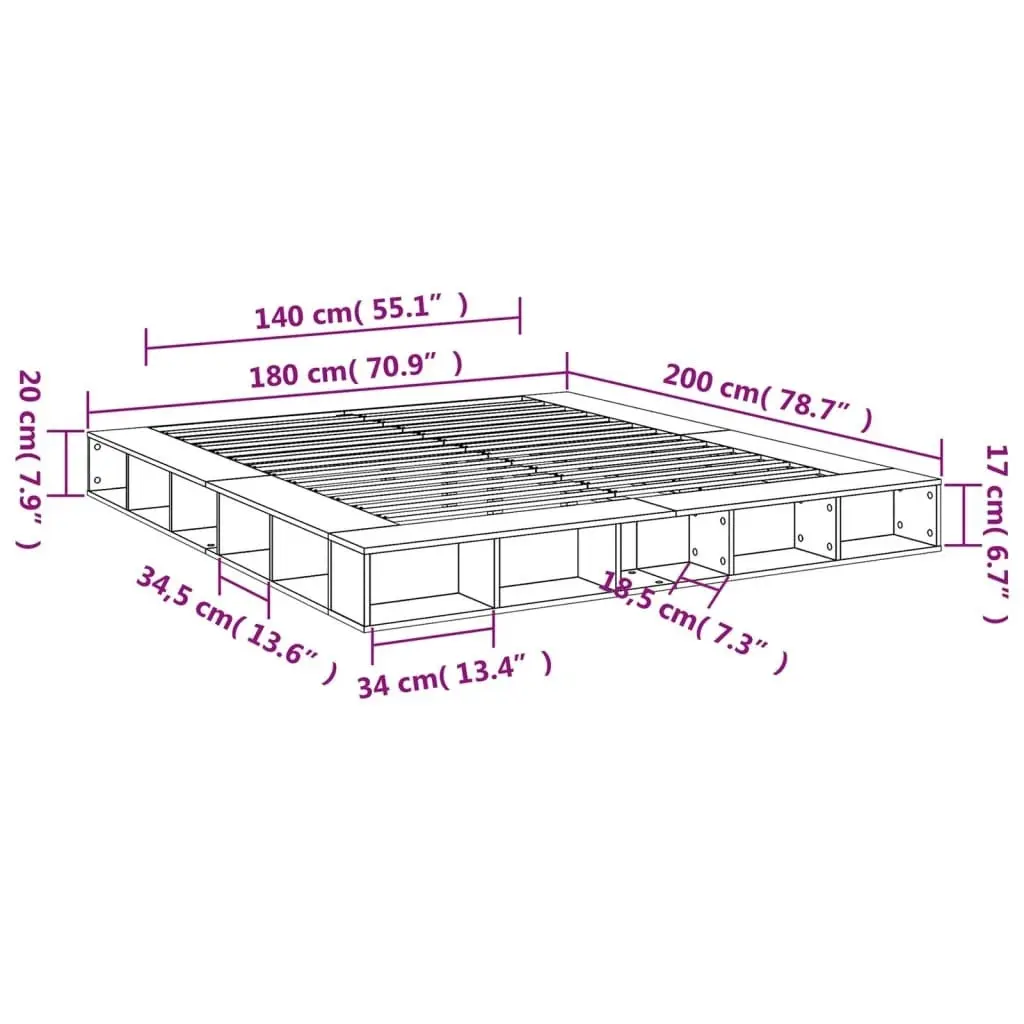 Bed Frame White 180x200 cm Engineered Wood 3280454