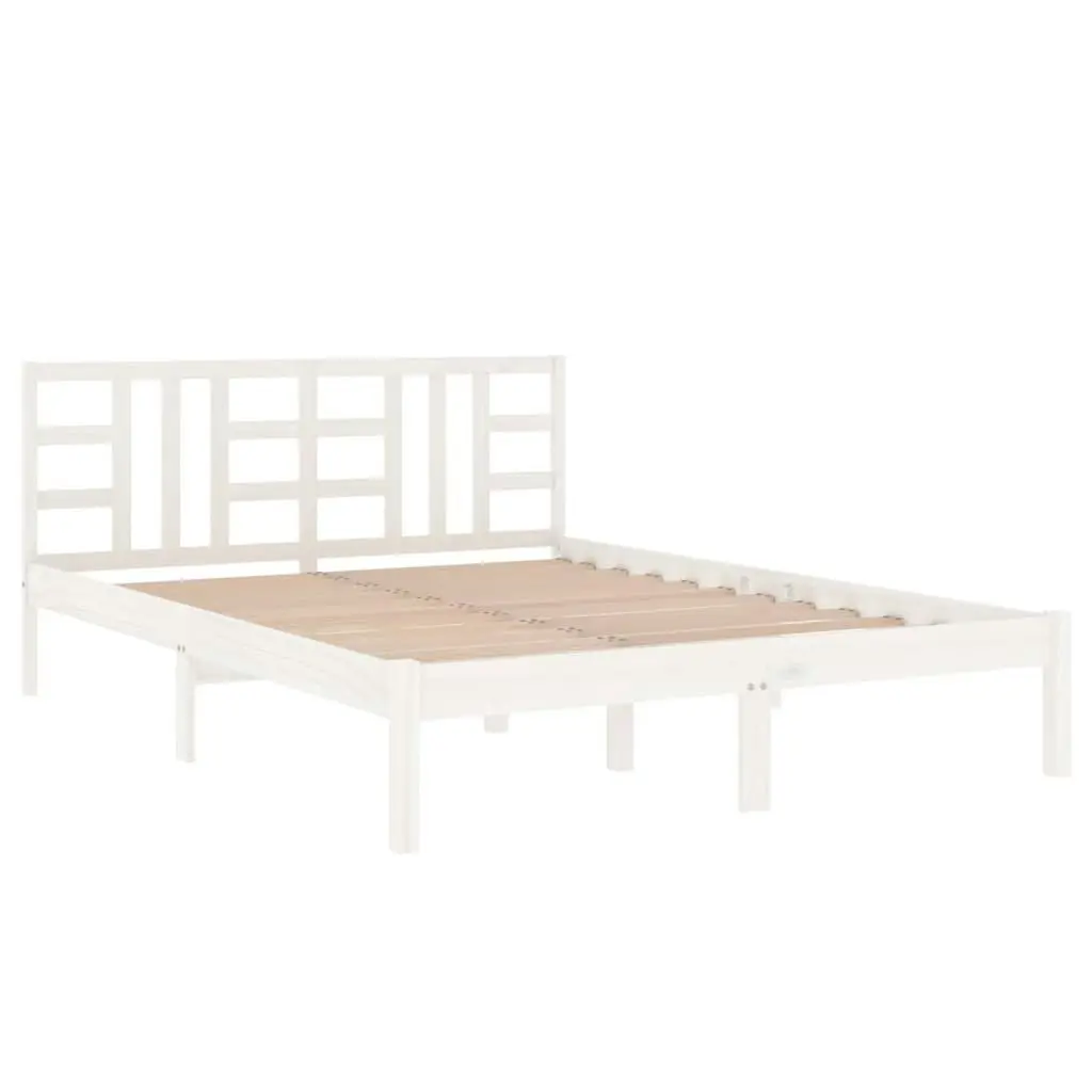 Bed Frame White Solid Wood 137x187 cm Double Size 3105381