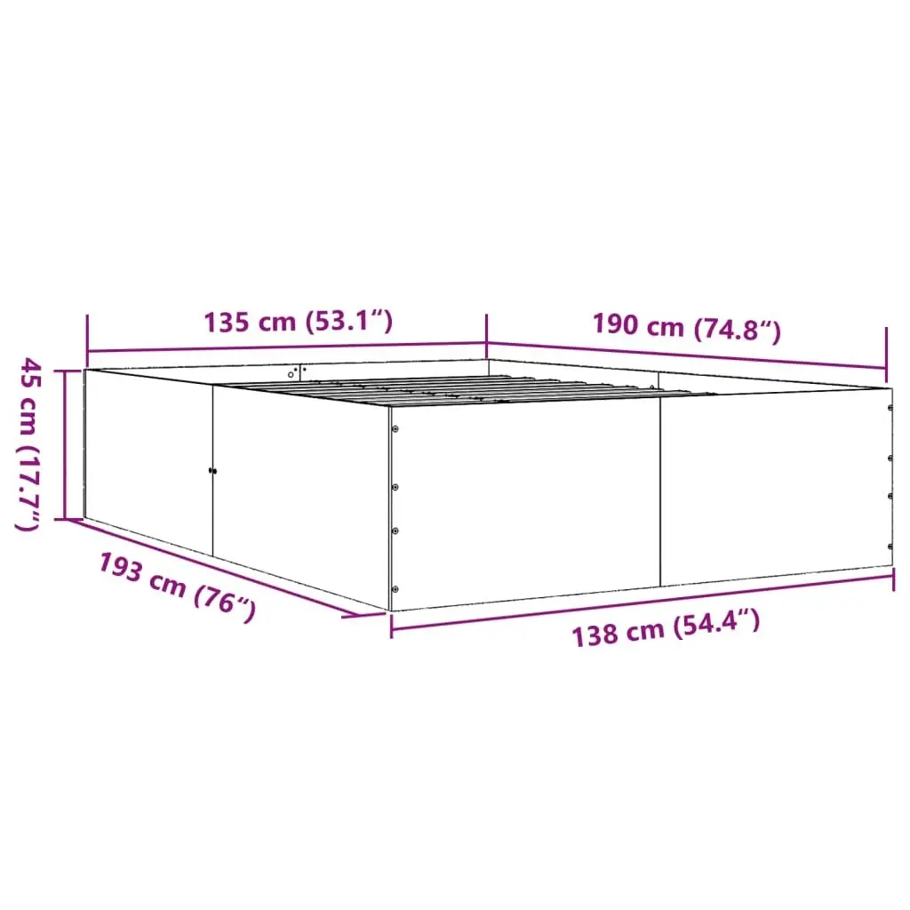 Bed Frame White 135x190 cm Engineered Wood 3280944